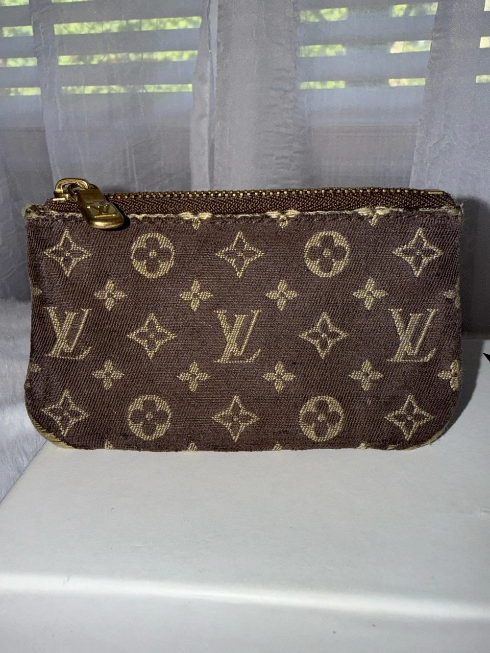 Louis Vuitton Monogram Canvas Mini Lin Key Card Pouch in Brown and Tan
